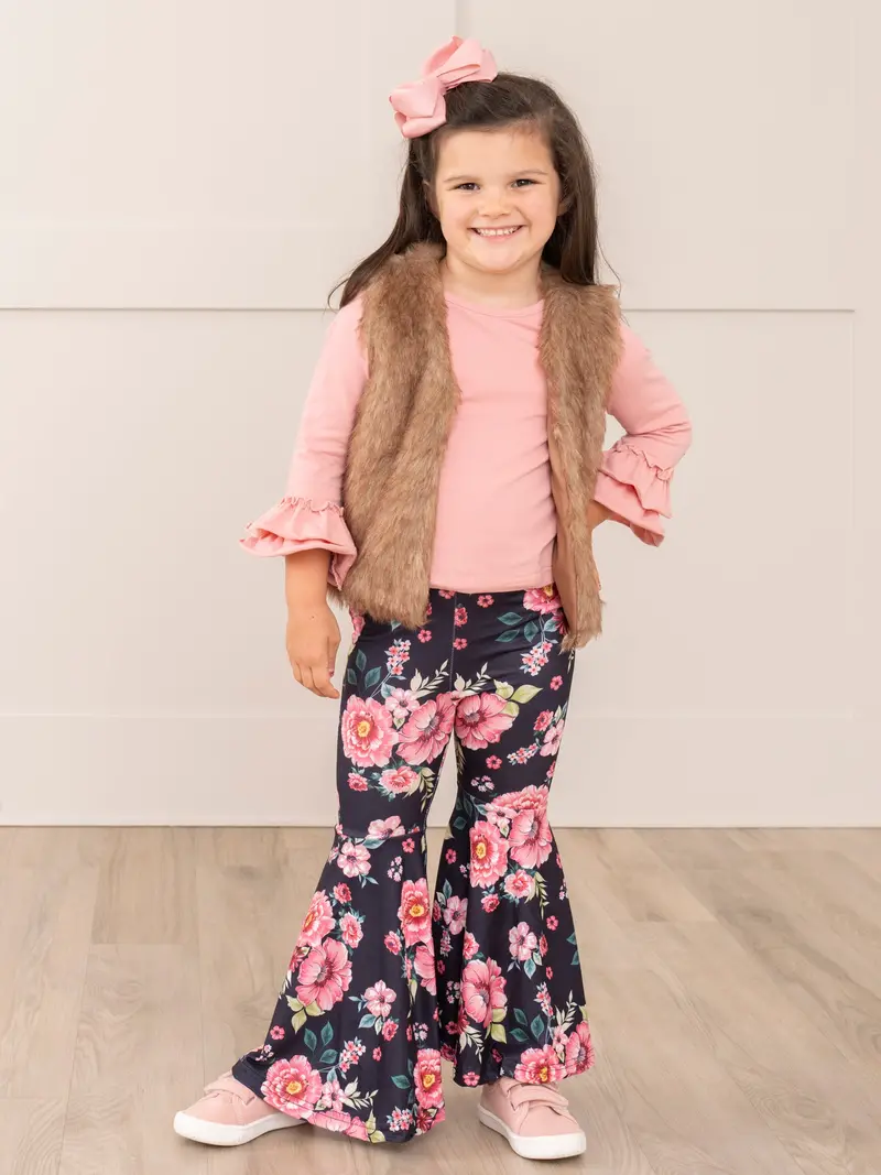 Pink Garden-Inspired Bell Bottom 3-Piece Outfit 1