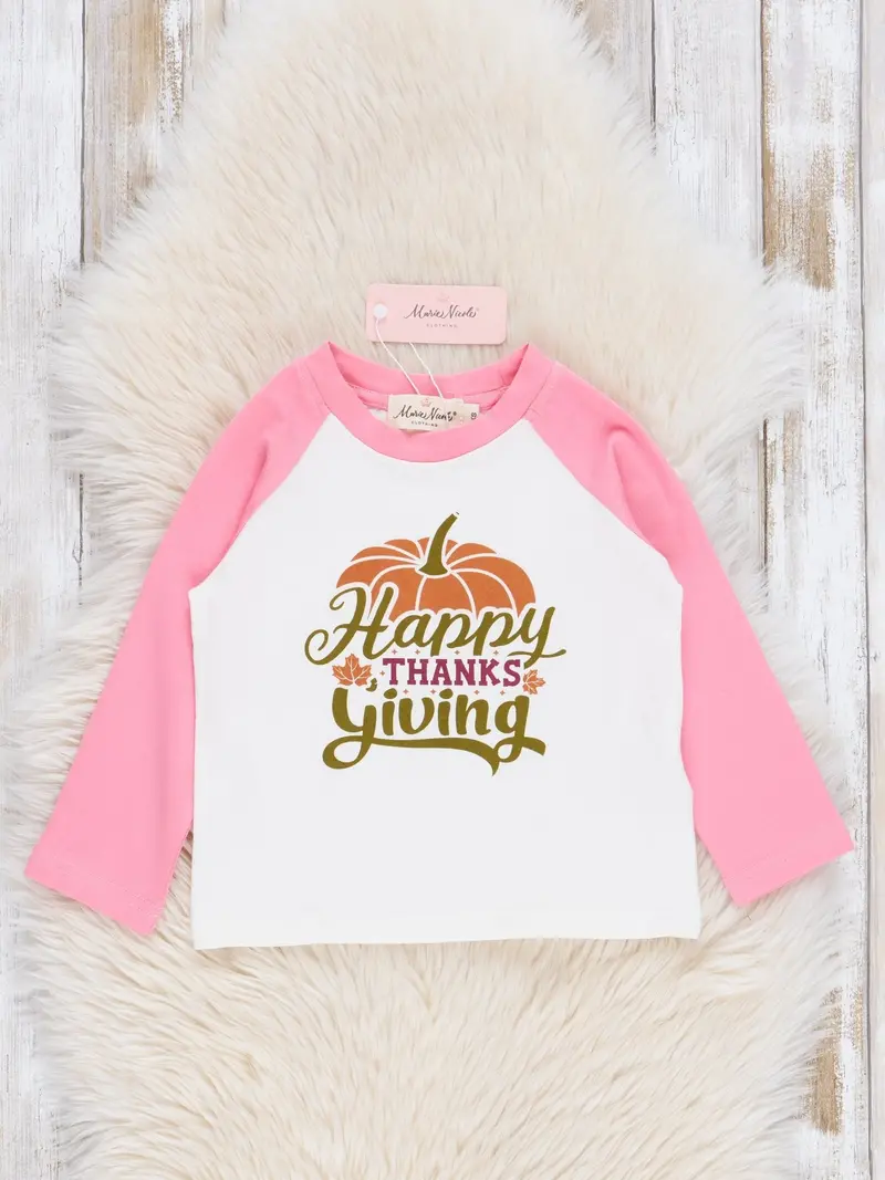 Pink 'Happy Thanksgiving' Raglan Tee 1