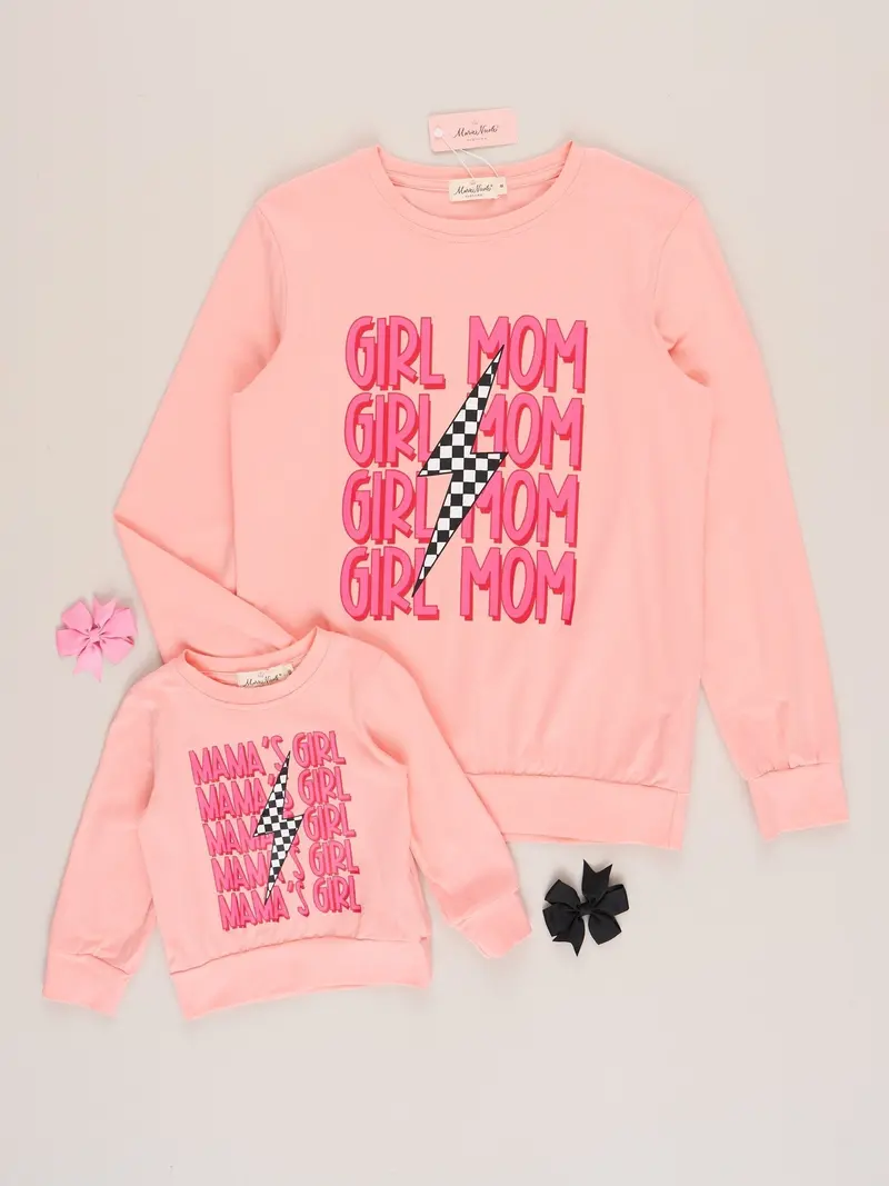 Pink Mom-And-Me Shirt With "Mama'S Girl" Design 1