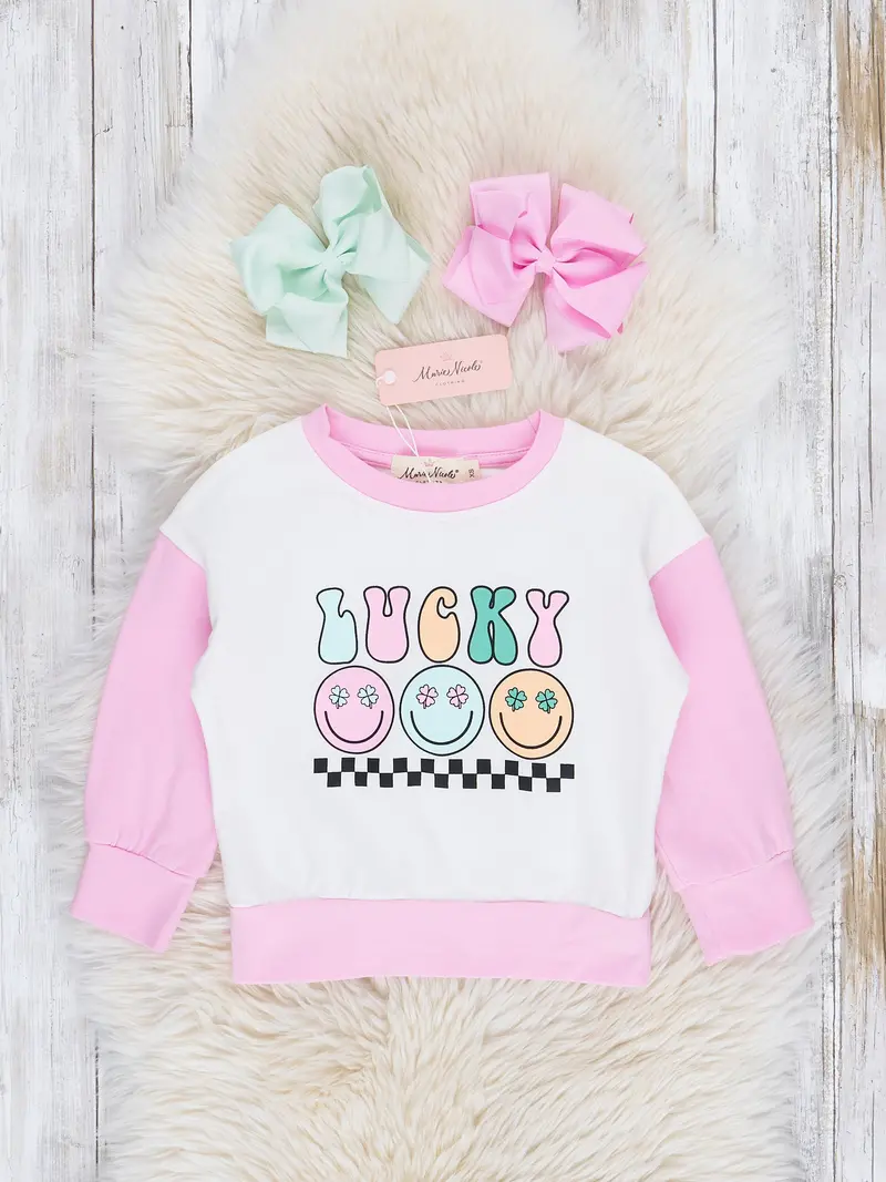 Pink Raglan Lucky Graphic Tee 1