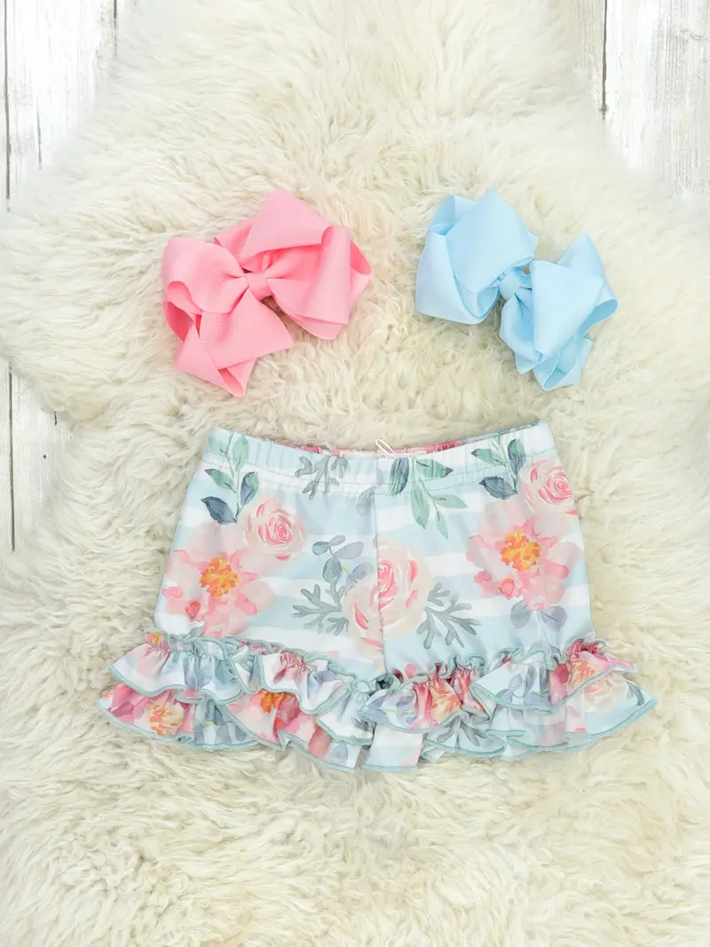 Pink Rose Tiered Ruffle Shorts 1