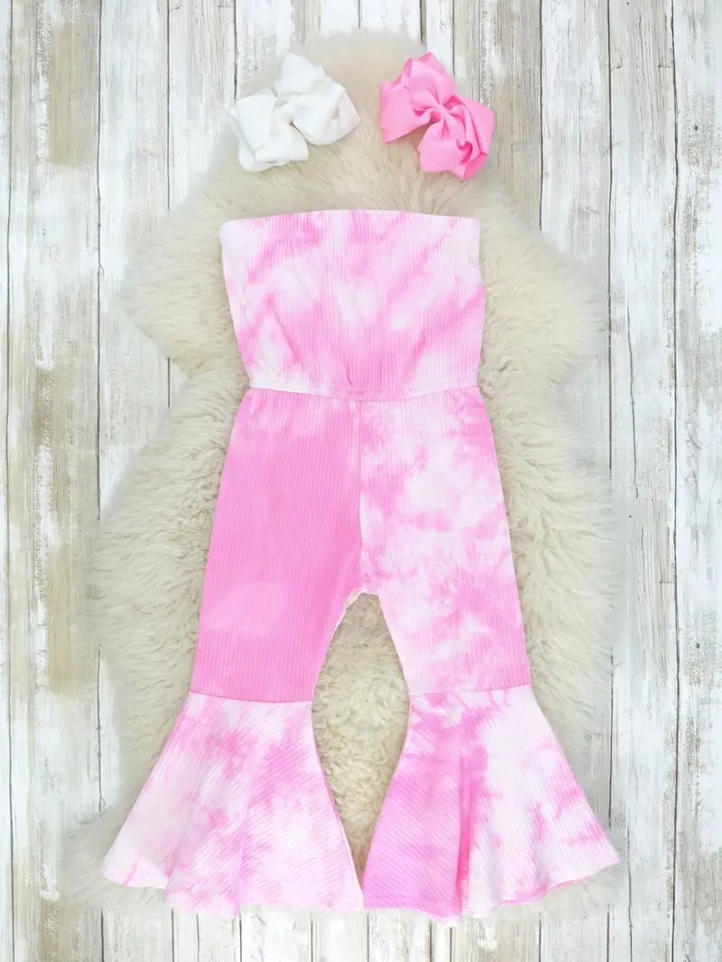 Pink Tie-Dye Bell Bottom Romper Or Jumpsuit 1