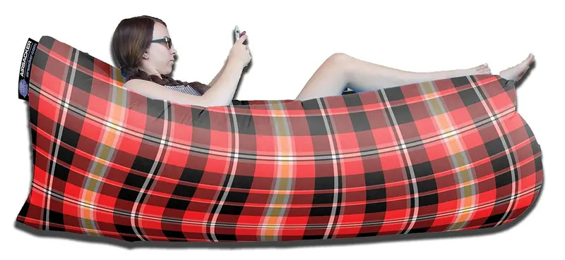 Plaid-Print Inflatable Hammock Lounger – Foldable Air Chair For Outdoors 1