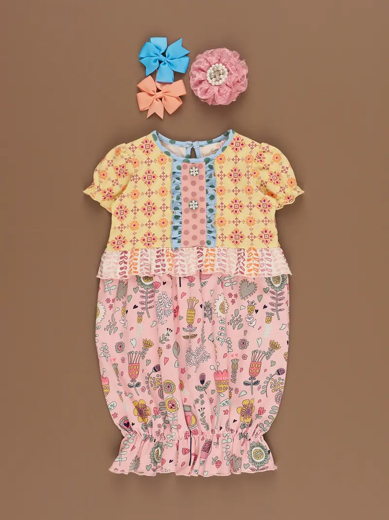 Poppy Sunshine Ruffle Gown With Soft Gathered Sleeves 1