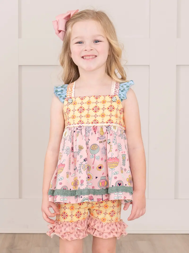 Poppy Sunshine Ruffle Shorts Ensemble 1