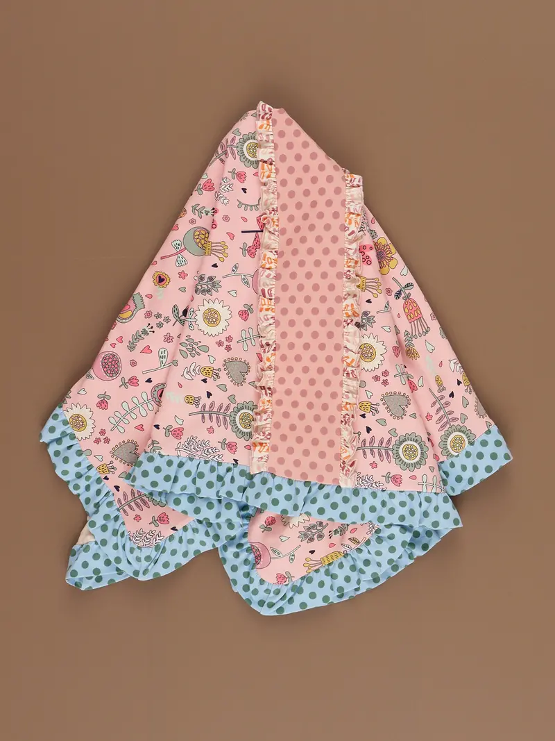 Poppy Sunshine Ruffle-Trimmed Minky Blanket 1