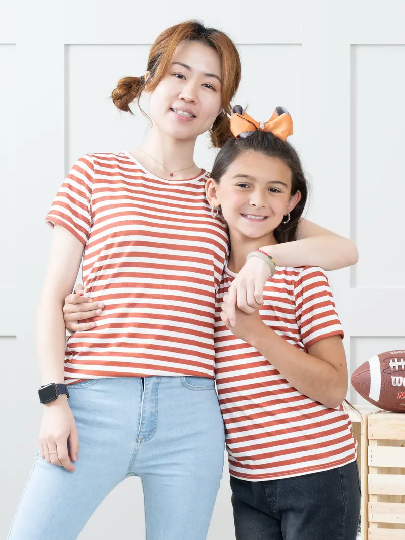 Pre-Teen Burnt Orange Striped Casual Shirt 1