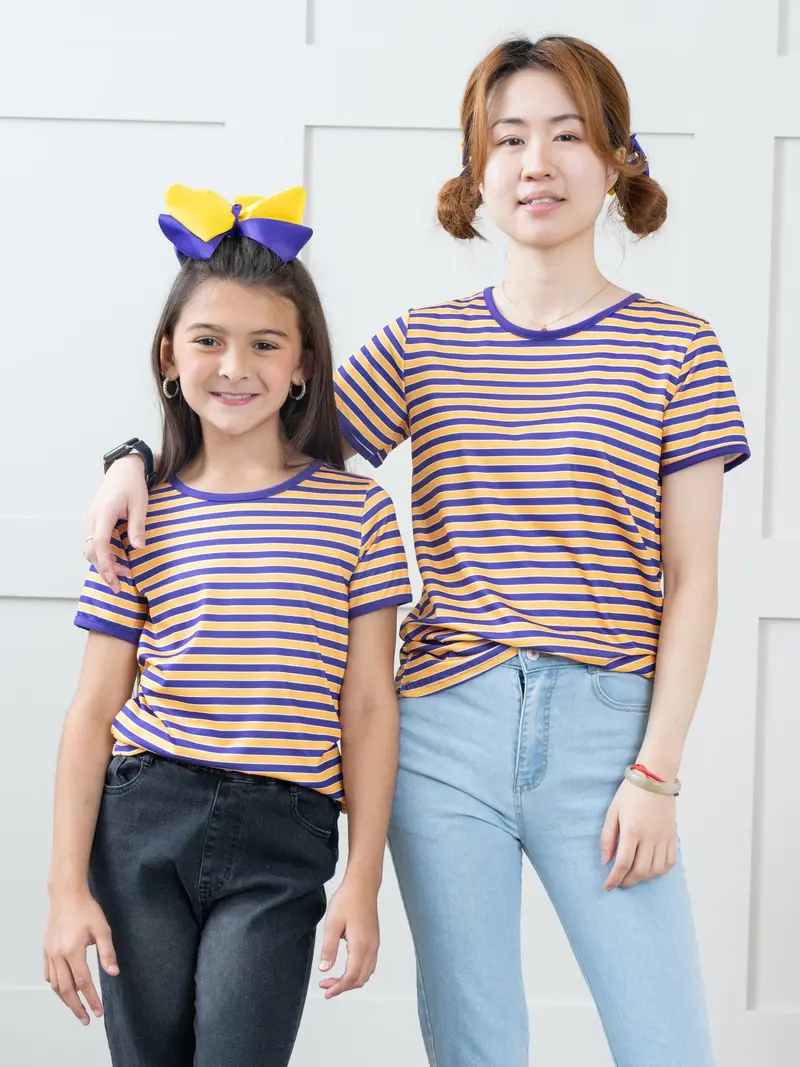 Pre-Teen Purple-And-Gold Striped Casual Shirt 1