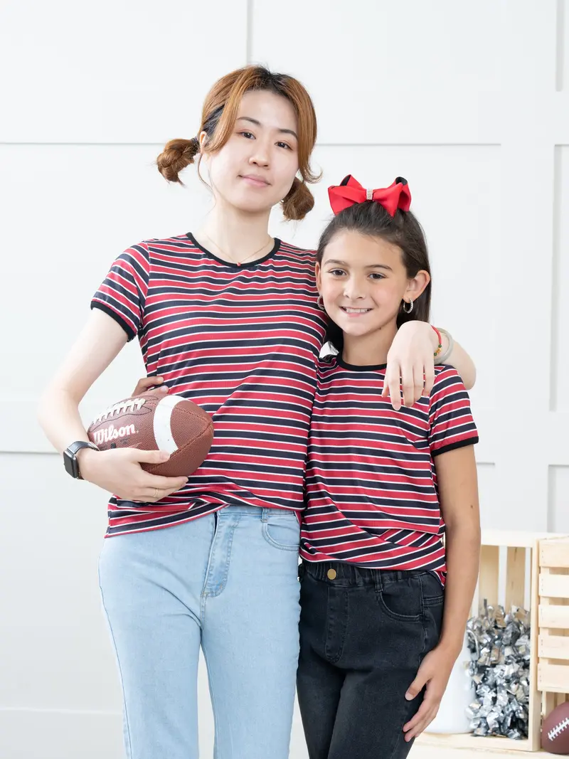 Pre-Teen Ruby-And-Black Striped Top 1