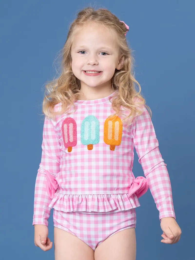 Pretty Popsicles Embroidered Gingham Rashguard Top 1