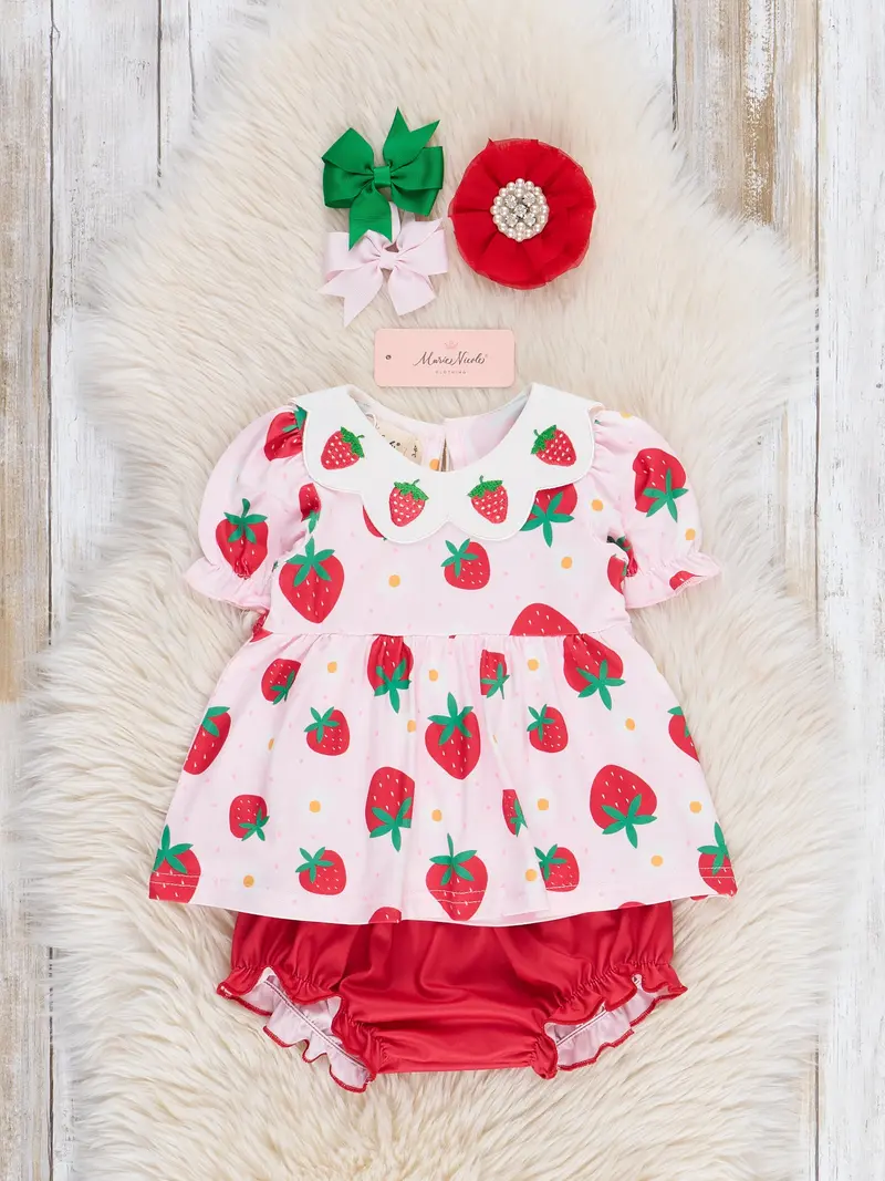 Puff Sleeve Strawberry Festival Bloomers Outfit 1