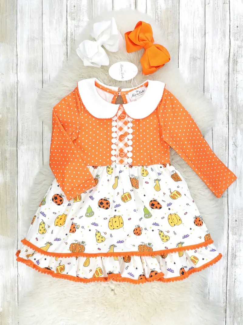 Pumpkin Spice Inspired Vintage-Style Toddler Dress 1