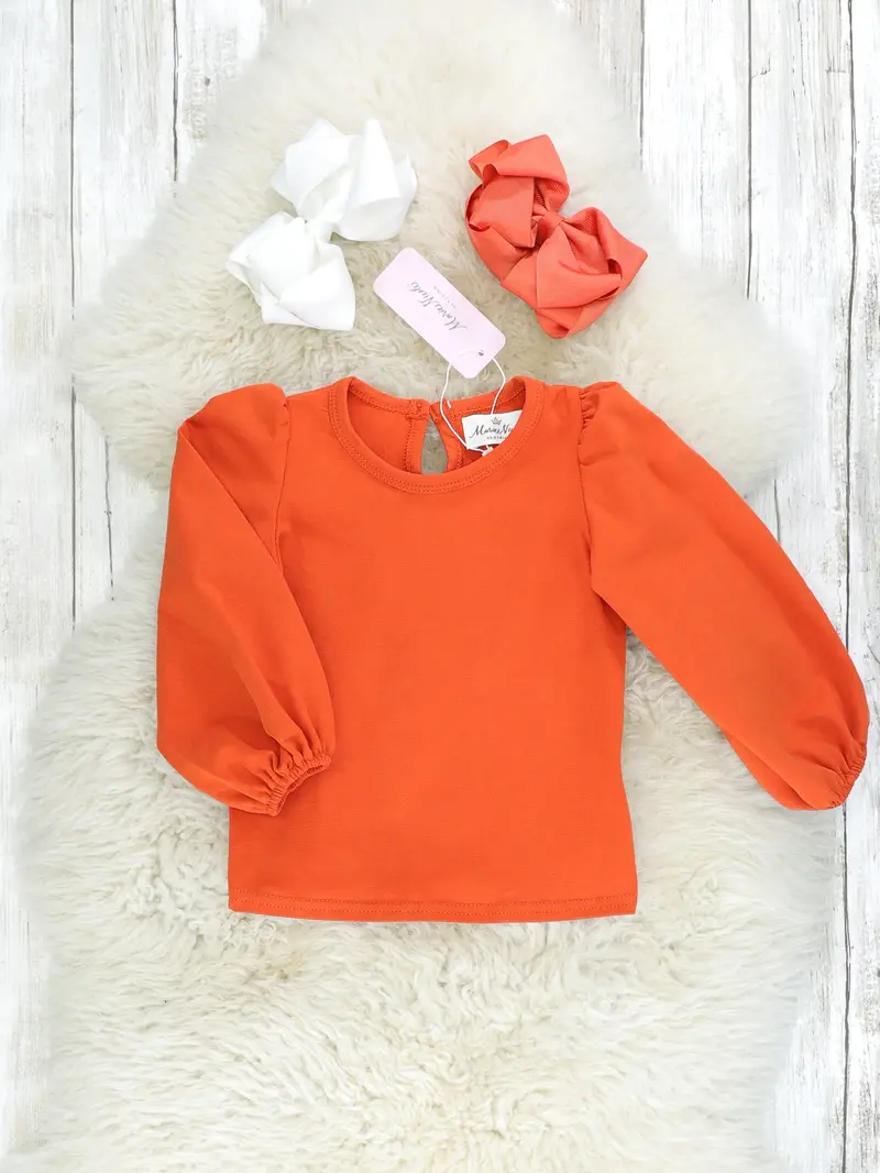 Pumpkin Spice Puff Sleeve Top For Fall Style 1
