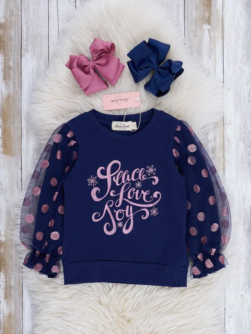 Purple Dots Peace Love & Joy Holiday Shirt 1