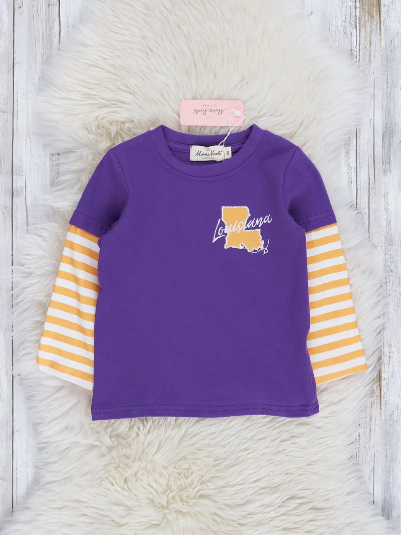 Purple Striped Raglan Top For Toddlers 1