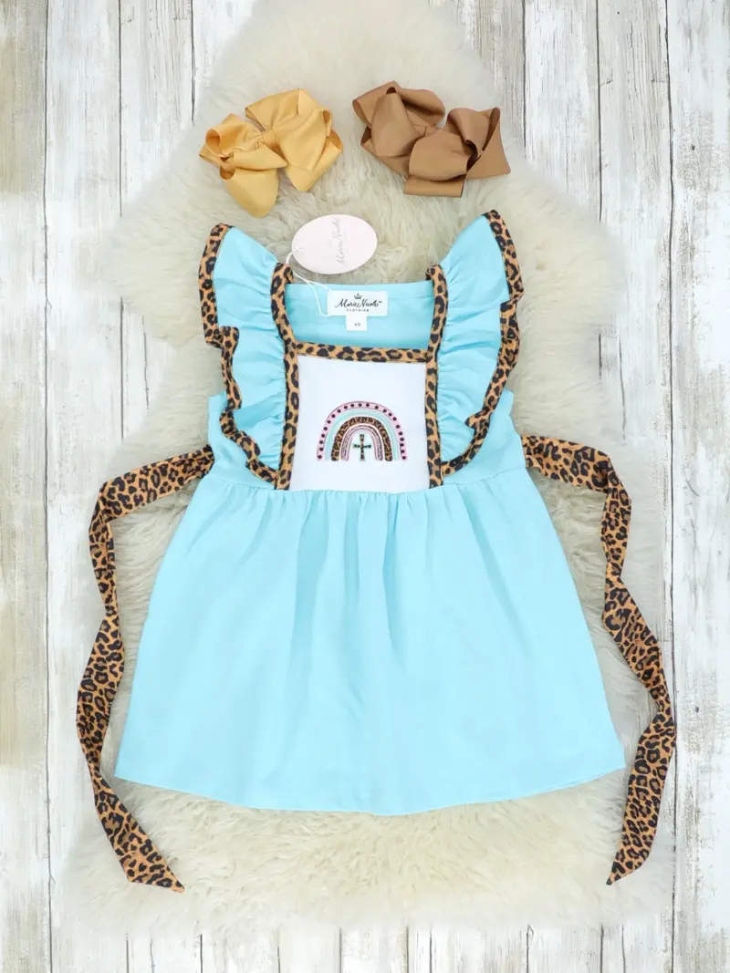 Rainbow Cross Ruffle Dress In Blue 1