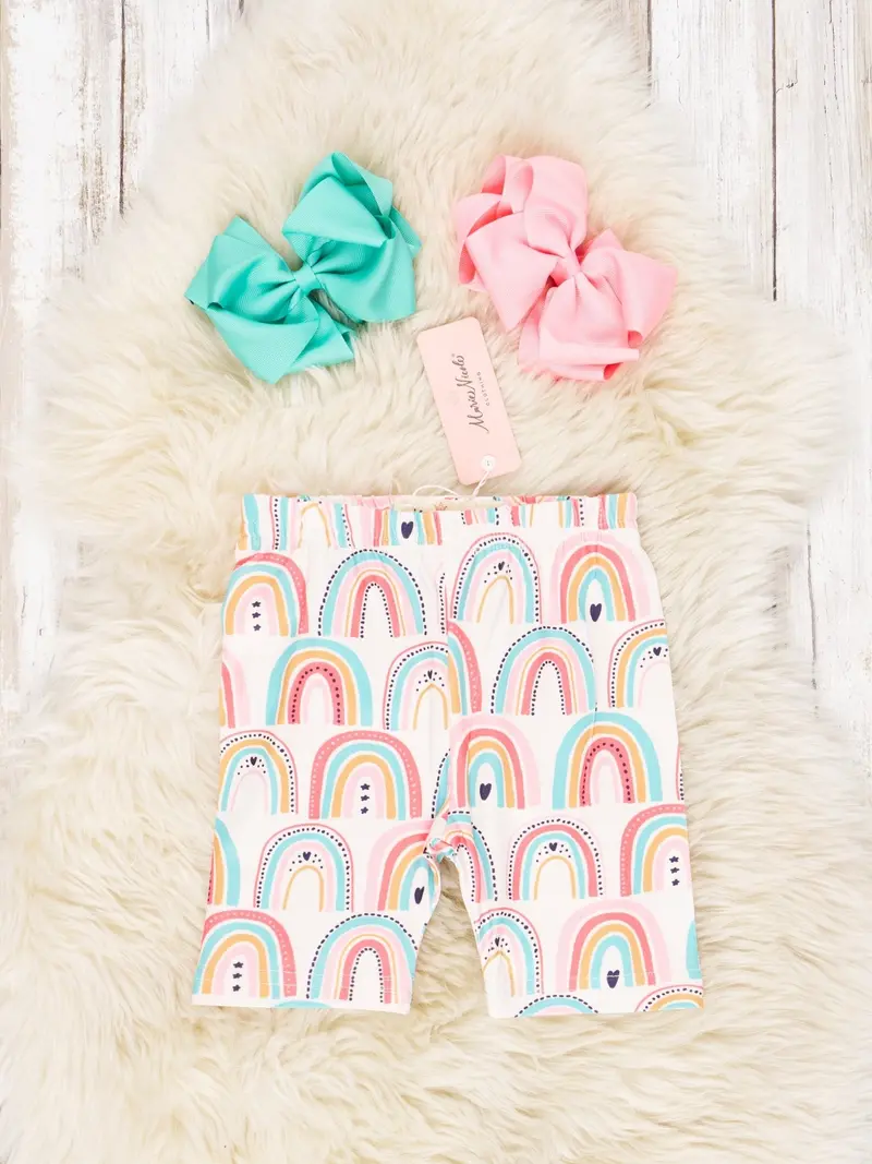 Rainbow Print Full-Length Biker Shorts 1