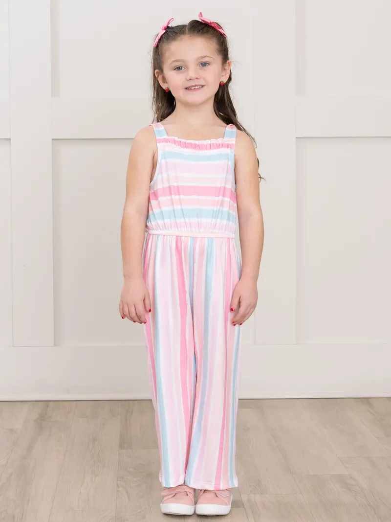 Rainbow Striped Jumpsuit For Kids 1