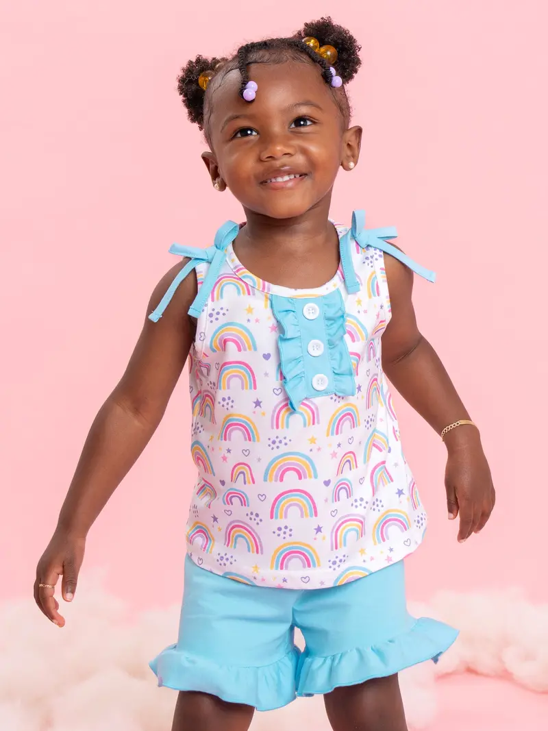 Rainbow Wishes Ruffled Baby Outfit 1