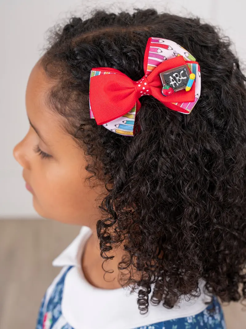 Red Abc Chalkboard Hair Bow 1