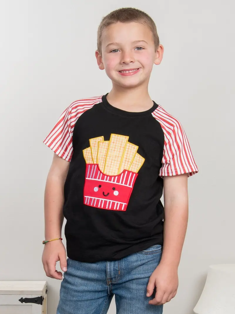Red Striped French Fry Graphic T-Shirt 1