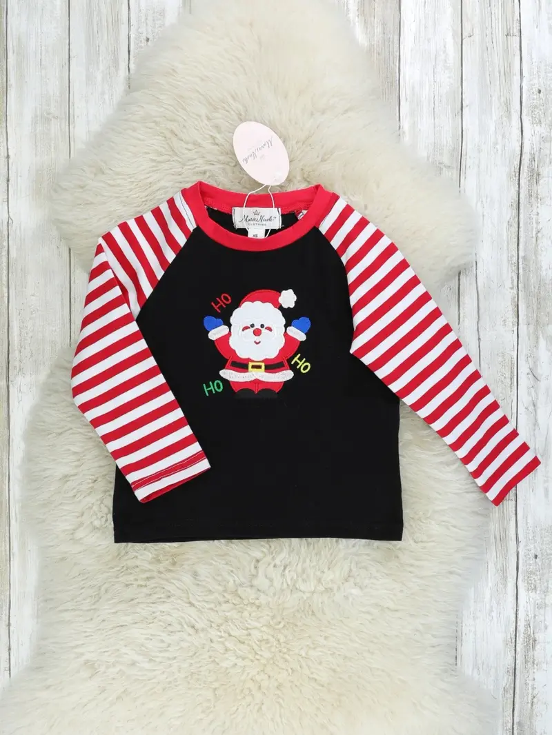 Red Striped Raglan Santa Shirt 1
