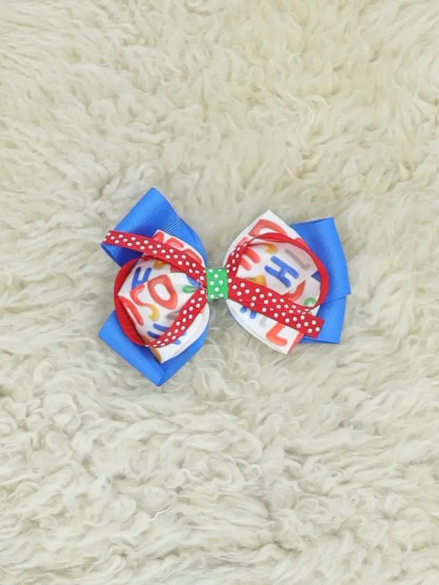 Red, White, And Blue Oversized Alphabet Hair Bow 1