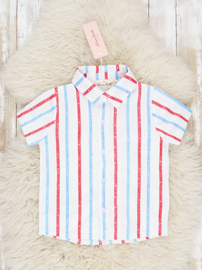 Red, White & Blue Striped Polo Shirt 1