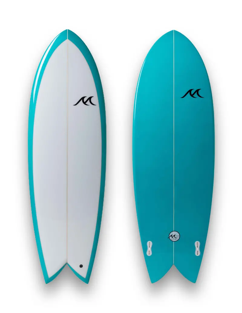 Retro Fish Twin Surfboard – Coral Blue 1