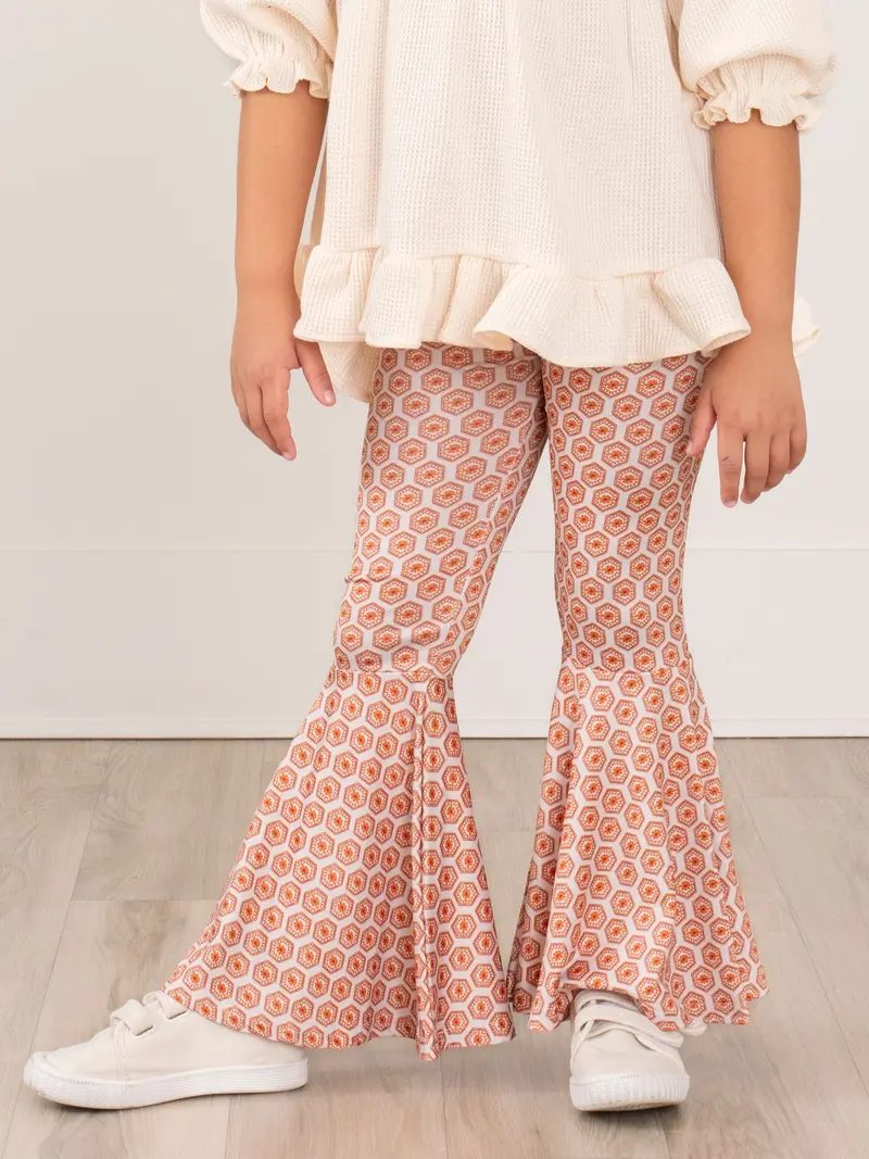 Retro-Print Flared Bell Bottom Pants 1