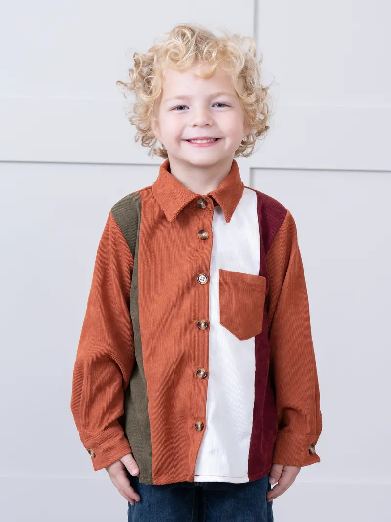 Retro Striped Button-Up Shirt With Patch Pockets 1