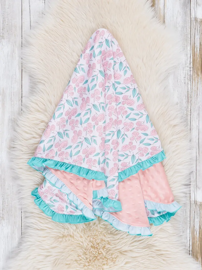 Rosewood Lane Luxe Minky Ruffle Baby Blanket 1
