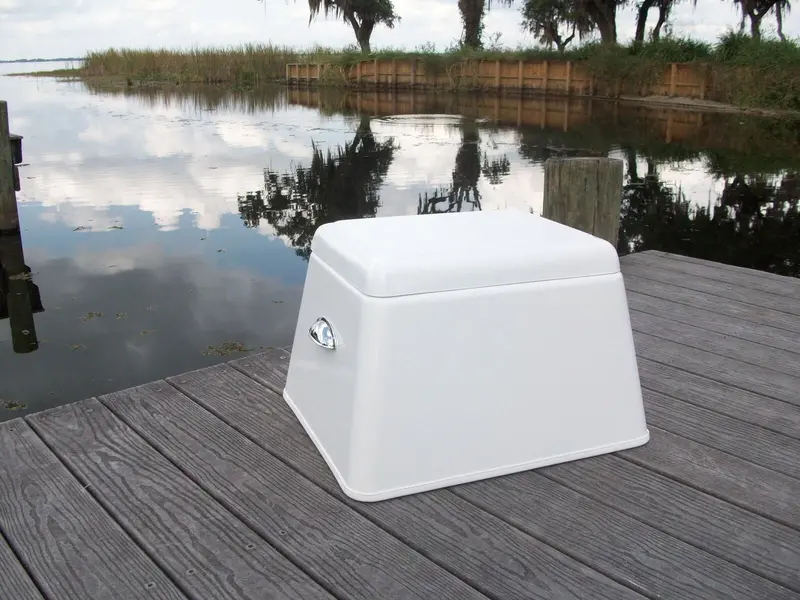 Rough-Water Fiberglass Step Box – 14"H × 22"W × 17.5"D – Impact-Resistant Boat Step – Rwsb02 1