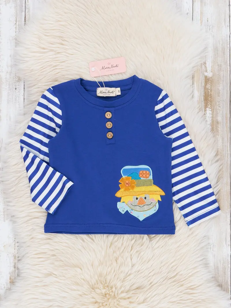 Royal Blue Striped Scarecrow Raglan Top 1