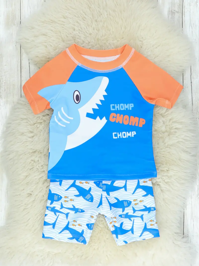 Shark-Themed Swimsuit Two-Piece Set 1