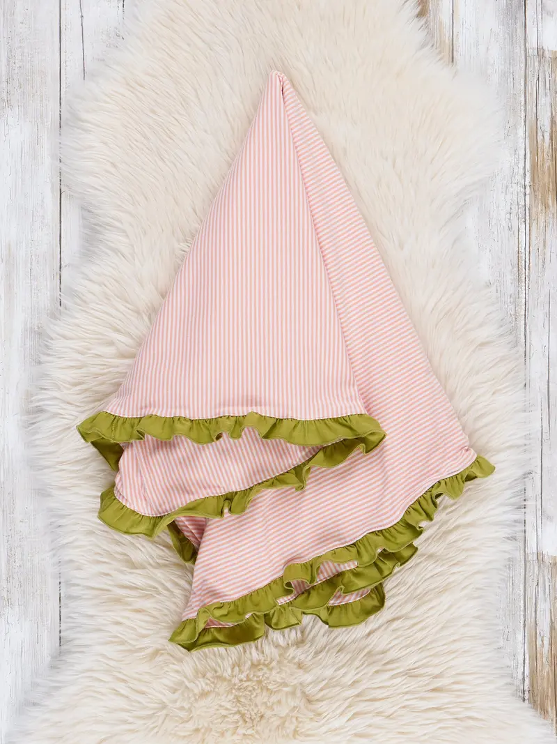 Sherbet Stripes Plush Minky Ruffle Blanket 1