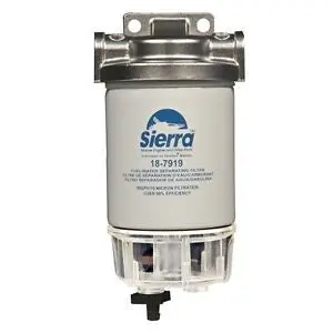Sierra Marine Fuel/Water Separator Kit – 1/4" Fittings, Stainless Steel, Clear Bowl (18-7937) 1