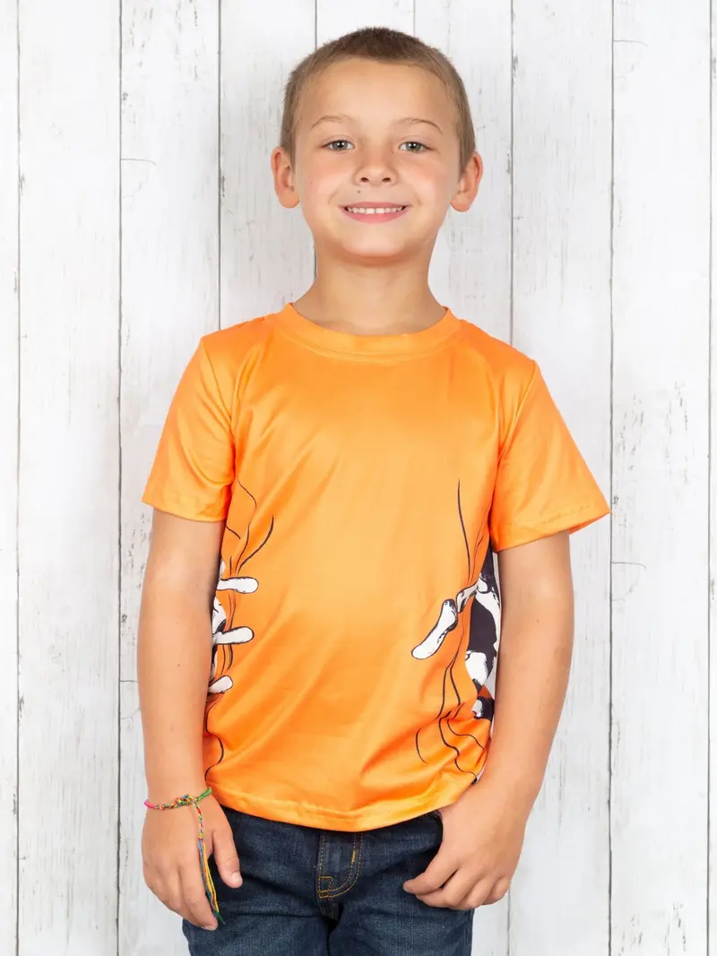 Skeleton Hand Design Orange Crewneck Tee 1
