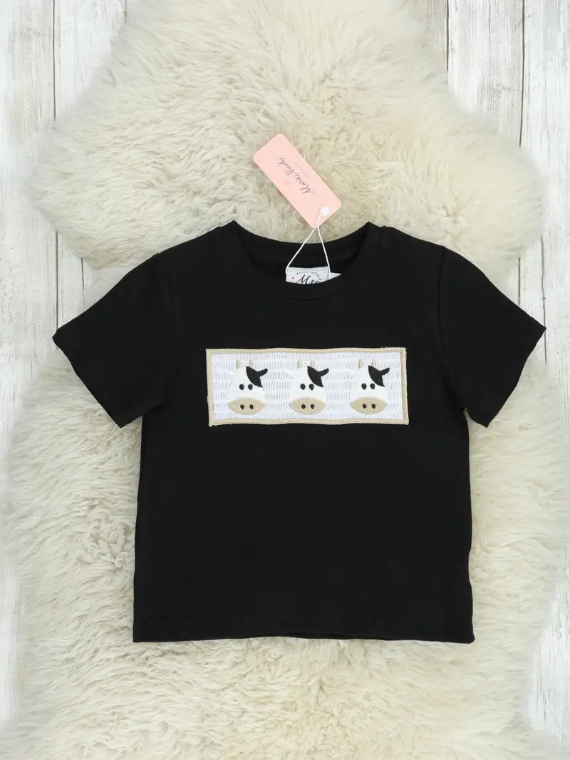 Smocked Cow-Themed Short-Sleeve Shirt 1