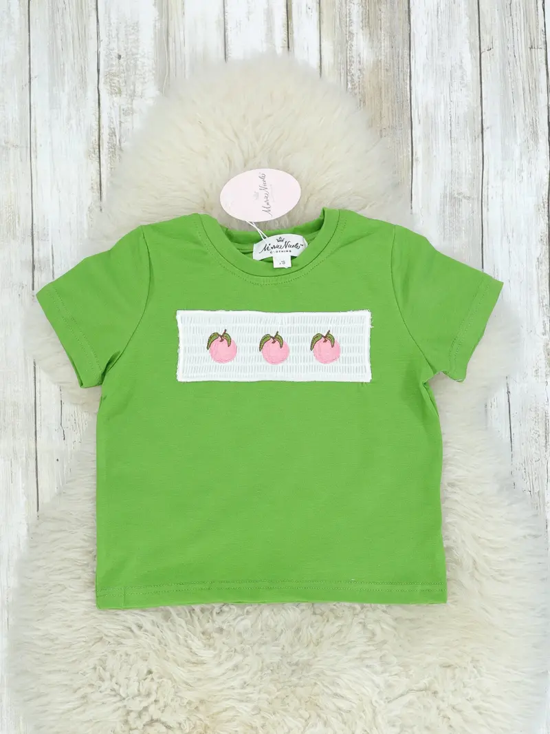 Smocked Peach Short-Sleeve Shirt For Toddlers 1