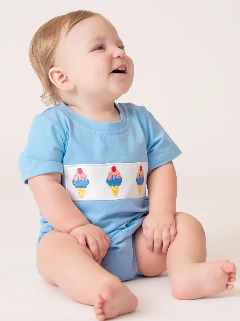 Soft Cotton Ice Cream Embroidered Romper 1