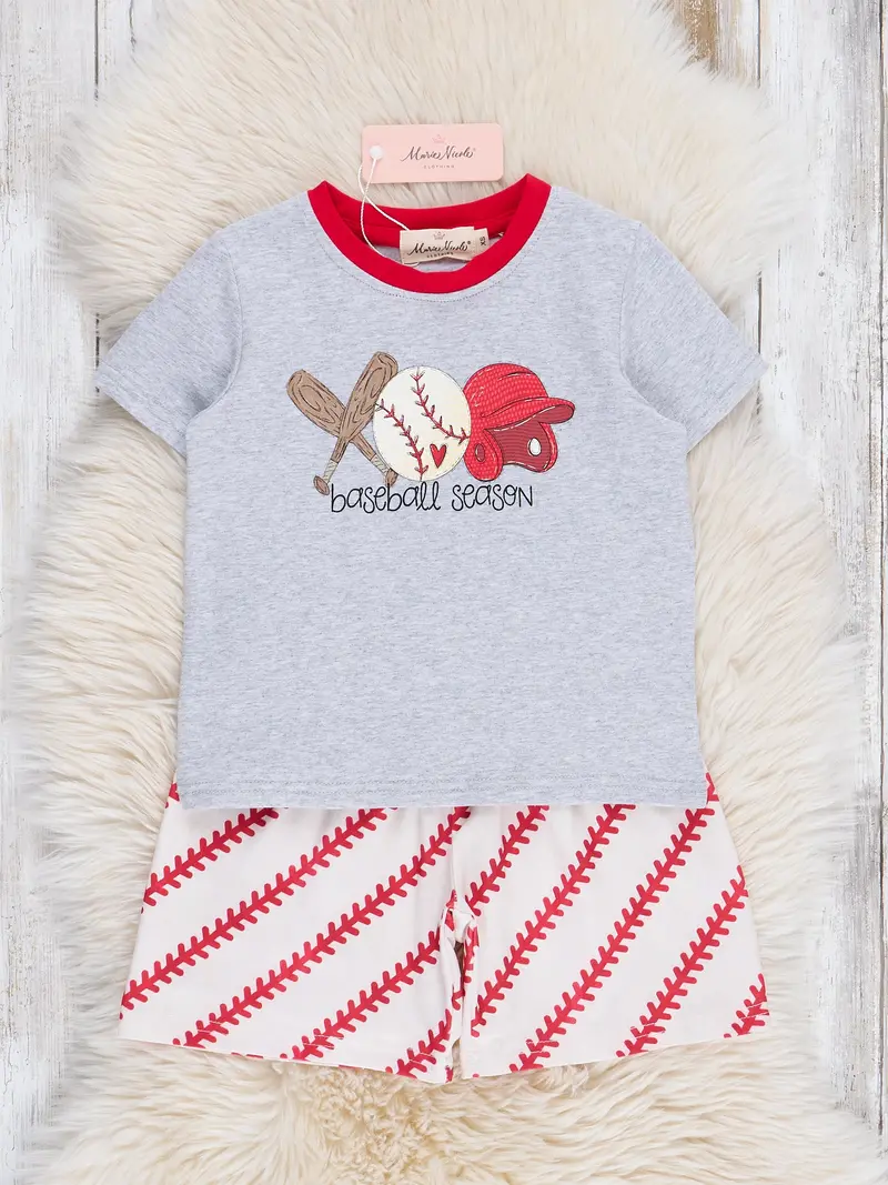 Soft Grey Baseball Outfit Set For Infants 1
