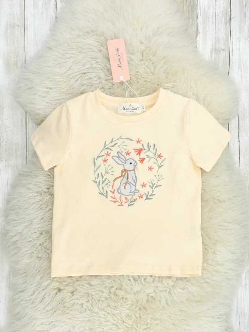 Soft Pastel Yellow Floral Bunny Top For Babies 1