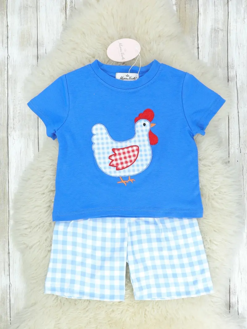 Spring Chicken Shirt And Shorts Set In Blue 1