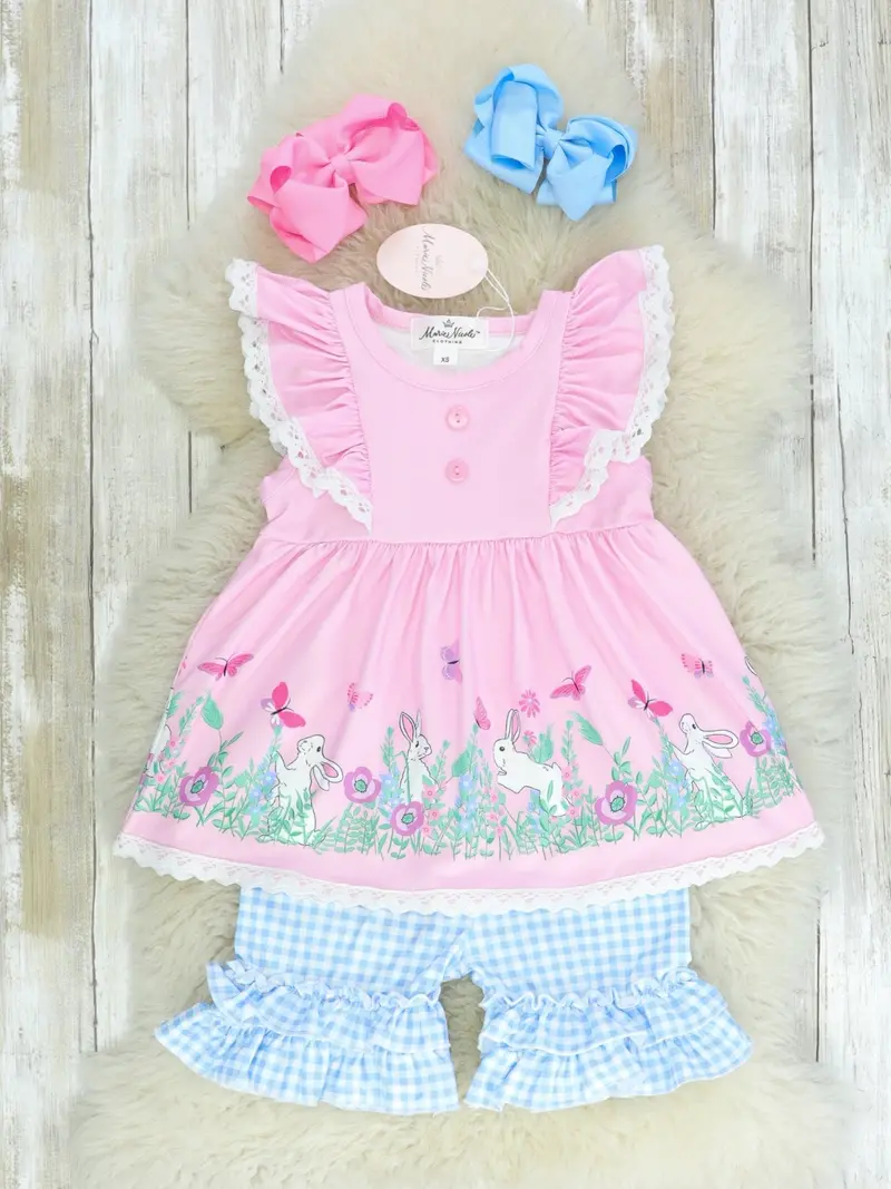 Spring Scene Ruffle Outfit In Pink And Blue 1