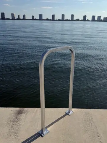 Square Aluminum Safety Grab Bar For Marine Docks And Boats – 38" H × 22" W 1