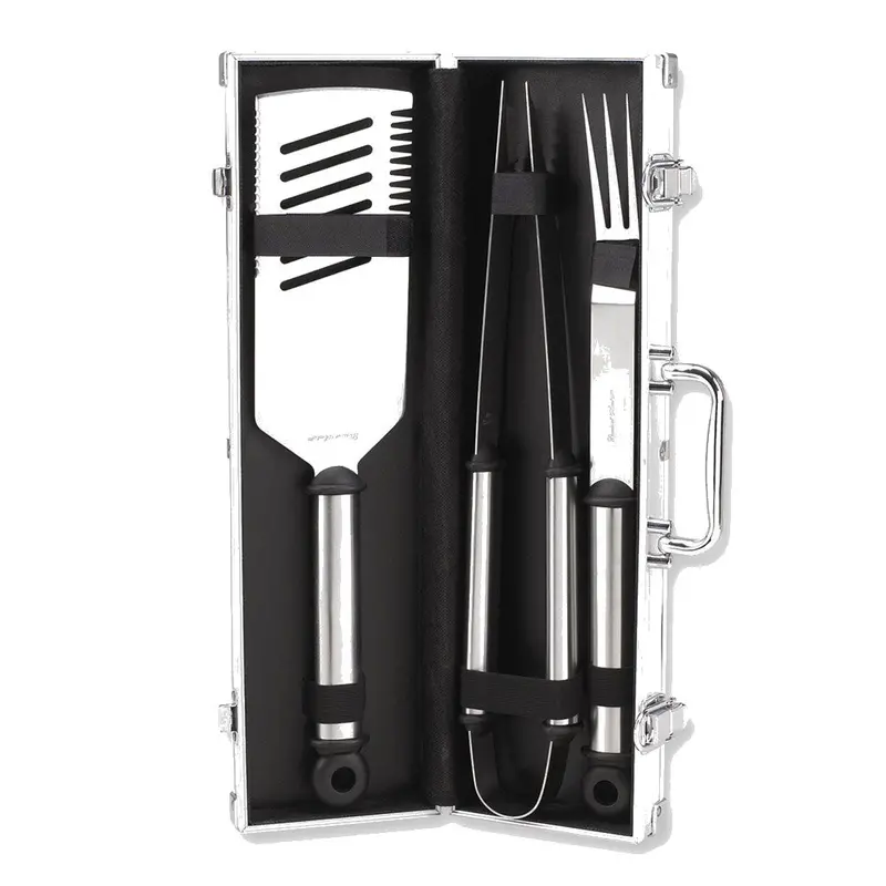 Stainless Steel 3-Piece Bbq Tool Set – Classic Grilling Essentials Kit 1