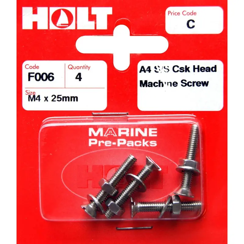 Stainless Steel Countersunk Head Screw M4 × 25Mm – Holt F006 1