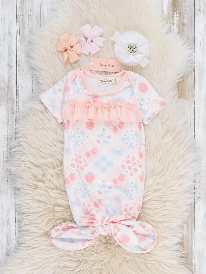 Strawberry Sherbet Knot Gown For Newborn Photoshoots 1