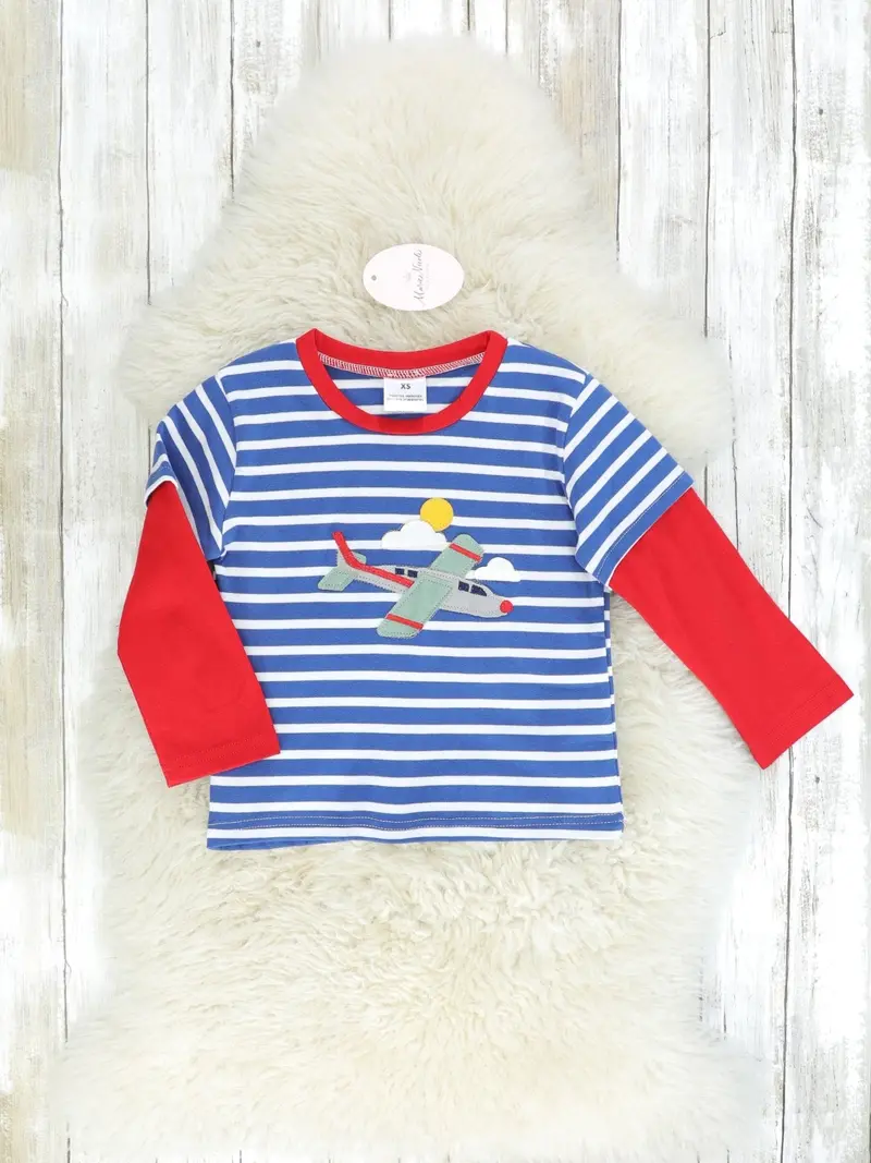 Striped Airplane Long-Sleeve Top 1